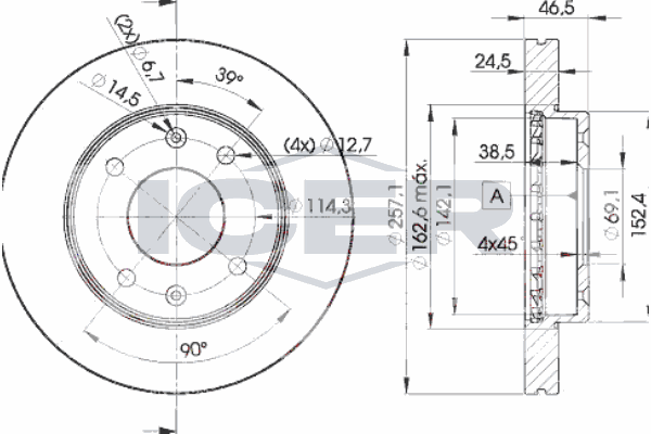 Fren Disk Ayna Ön Sağ ve Sol Hyundai Elantra (XD)(2000->)  SWAPP 43082