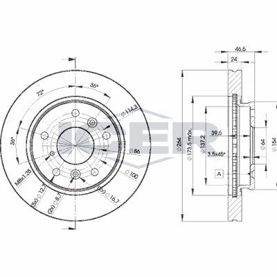 Fren Disk Ayna Ön Sağ ve Sol Mazda 626 Sedan/ Coupe/ S.Wagon (GD/GV)(06.1987->)  BRAXIS AE1172