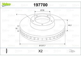 Fren Disk Ayna Ön Sağ ve Sol VALEO 197700  197700 402061F500 40206-1F500 4020672B00 40206-72B00 4020672B01 40206-72B01