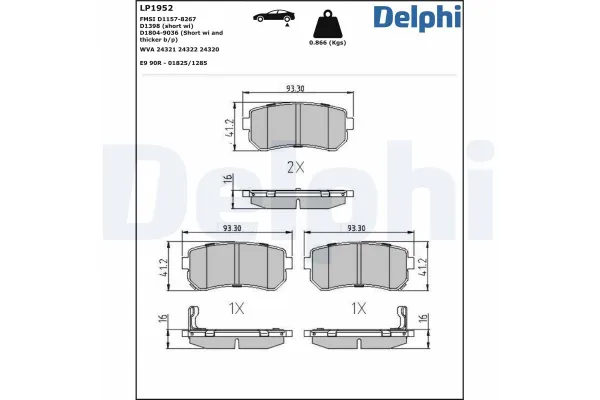 Fren Disk Balata Arka Kia ProCeed (ED)(2008->)  DELPHI LP1952