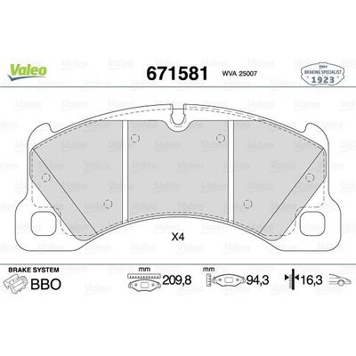 Fren Disk Balata Ön Porsche Macan (Typ 95BA)(11.2013->)  VALEO 671581