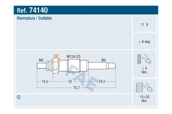 Isıtma Bujisi  Peugeot J5 (290) Minibüs (1990->)  DODUCO 1079
