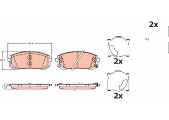 Fren Disk Balata Ön TRW GDB2492  58101L1A00 58101L1A01 58101L1A02 58101-L1A00 58101-L1A01 58101-L1A02