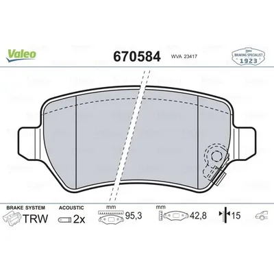 Fren Disk Balata Arka Opel Zafira A (1999->)  VALEO 670584