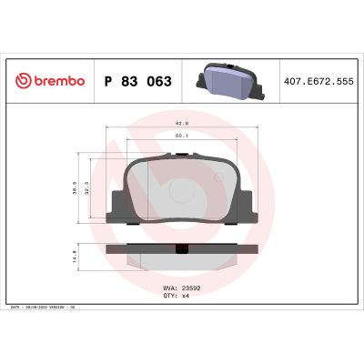Fren Disk Balata Arka BREMBO P 83 063