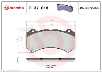 Fren Disk Balata Ön BREMBO P 37 018  68144427AB 1225730300 1247707000 ST3501500A 7859031 07859031 25940447 K68248384AB 00K68248384AB 68248384AB 68248384AC K68144427AA 00K68144427AA K68144427AB 00K68144427AB K68303052AA 00K68303052AA 68144427AA 68303052AA 68507583AB 44660W050 044660W050 D10606HS0A D106080B0A D1060JF20B D1060JF20C D1060JF20D D1060KB60A D1M606HS0A D1MFM80B0J D400C14C10