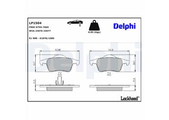 Fren Disk Balata Arka DELPHI LP1504  LP1504 272399 2723997 272399-7 272944 274334 30648382 3064838-2 30681695 8623862 8634925 86349255 8634925-5