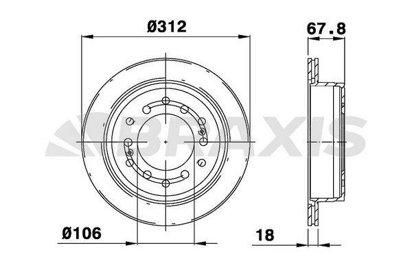 Fren Disk Ayna Arka Sağ ve Sol Toyota Land Cruiser (J12)(2003->)  BRAXIS AE0693