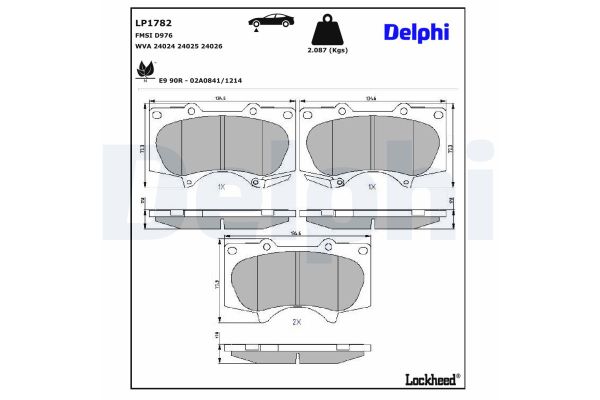 Fren Disk Balata Ön Toyota Land Cruiser (J15)(2018->)  DELPHI LP1782