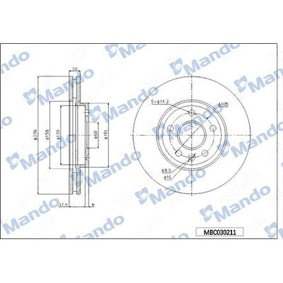 Fren Disk Ayna Ön Sağ ve Sol Opel Astra J Sedan (06.2012->)  MANDO MBC030211