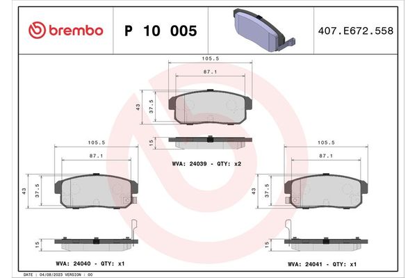 Fren Disk Balata Arka BREMBO P 10 005