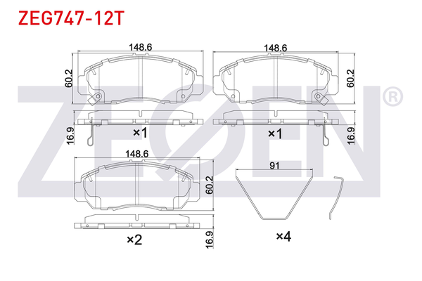 Fren Disk Balata Ön Honda Stream (RN1/3)(01.2001->)  ZEGEN ZEG747-12T