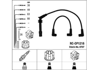 Buji Kablosu  NGK 8707  1282126 12 82 126 1282129 12 82 129 1612610 90510853 90 510 853 90518668 90 518 668 90518669 90 518 669