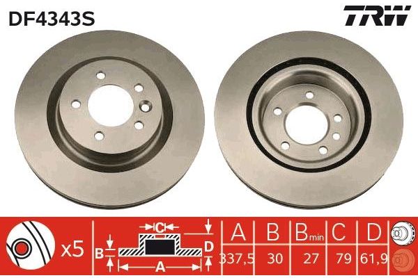 Fren Disk Ayna Ön Sağ ve Sol Land Rover Discovery (08.2004->)  TRW DF4343S