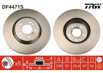 Fren Disk Ayna Ön Sağ ve Sol TRW DF4471S  A1644211312 1644210412 164 421 04 12 1644211312 164 421 13 12 A1644210412 A 164 421 04 12 A 164 421 13 12