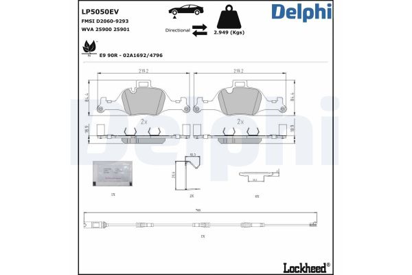 Fren Disk Balata Ön BMW iX3 Serisi (G08E/G08F)(07.2020->)  DELPHI LP5050EV