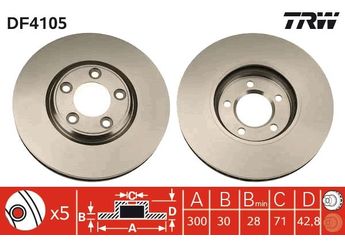 Fren Disk Ayna Ön Sağ ve Sol TRW DF4105  XR858130 JLM20801