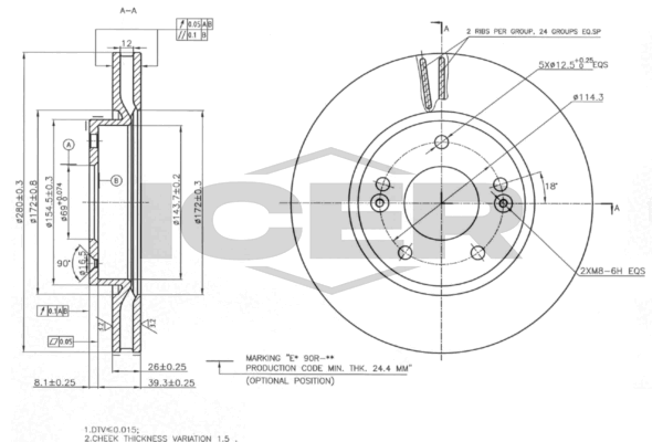 Fren Disk Ayna Ön Sağ ve Sol Hyundai ix20 (JC)(2010->)  WALBURG WBD1090D