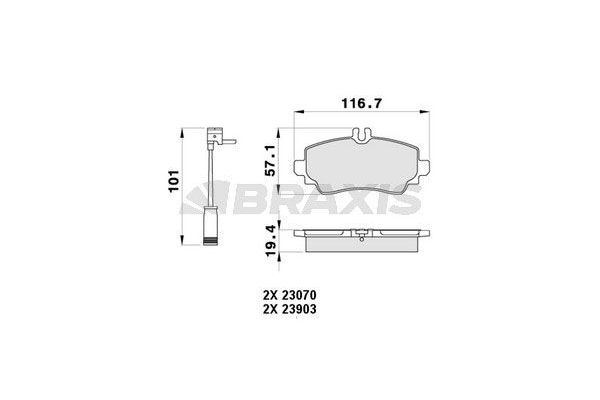 Fren Disk Balata Ön Mercedes Vaneo Compact Van (BM 414)(10.2001->)  BRAXIS AB0358