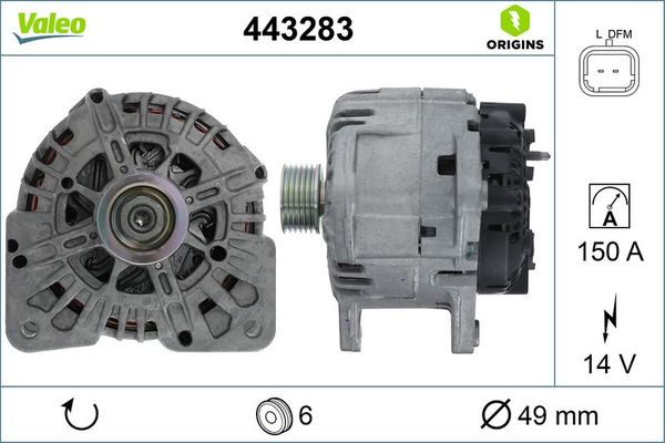 Alternatör  Renault Master II Tip 2 P.Van (09.2003->)  VALEO 443283
