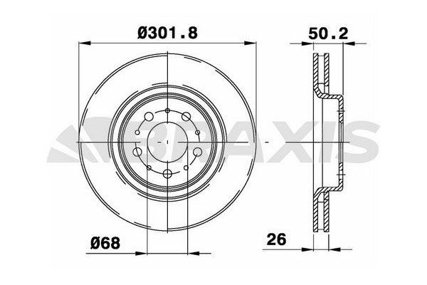 Fren Disk Ayna Ön Sağ ve Sol Volvo C70 Cabriolet (02.1999->)  BRAXIS AE0400
