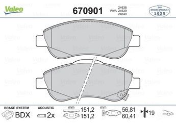 Fren Disk Balata Ön VALEO 670901  45022SWWG01 WVA24638 45022-SWW-G01 45022SWWG02 45022-SWW-G02 45022T1EG00 45022-T1E-G00
