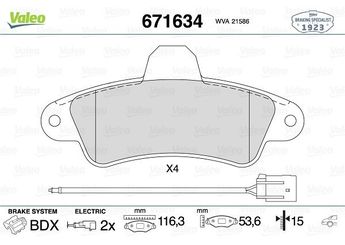 Fren Disk Balata Arka VALEO 671634  1504143 1672939 6669780 7153477 93BB2008BA 93BB-2008-BA 93BB2M008BB 93BB-2M008-BB XS712M008BD XS71-2M008-BD XS712M008BE XS71-2M008-BE