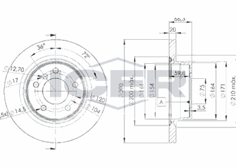 Fren Disk Ayna Ön Sağ ve Sol RECOVER 5657CS  34216764651 34 21 6 764 651 34216855007 34 21 6 855 007 6764651 6855007