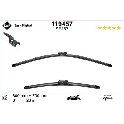 Silecek Süpürgesi Ön Muz Tip 800/680 mm - 32/27 inç Citroen Jumpy P.Van (05.2016->)  SWF 119457
