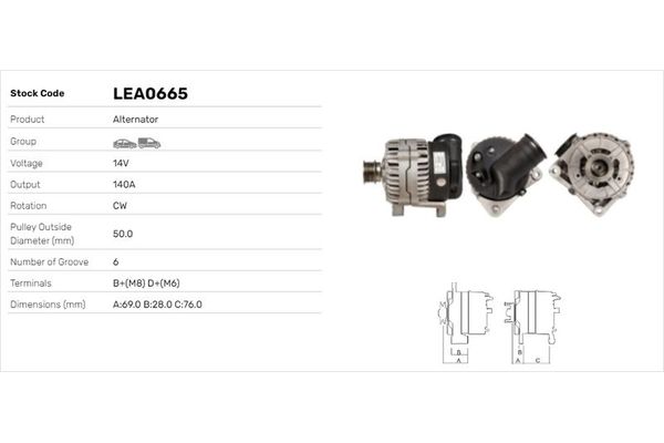 Alternatör  LUCAS ELEKTRIK LEA0665