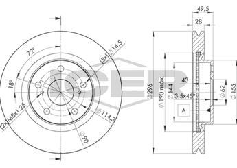 Fren Disk Ayna Ön Sağ ve Sol OTOZONE BD9028  4351242050 4351206140 4351242100 4351206150 43512-06150 4351233130 43512-33130 43512-42050 4351242090 43512-42090 43512-42100