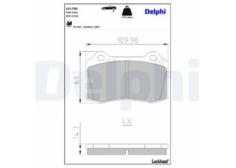 Fren Disk Balata Ön DELPHI LP1700  LP1700 1619607480 4254C6 4254.C6 JLM21282 MXD2750AA 1230725 1230732 1329156 2M502K021AA 2M5J2K021BA C2C24016 C2C8361 30645136 30665552 30683858