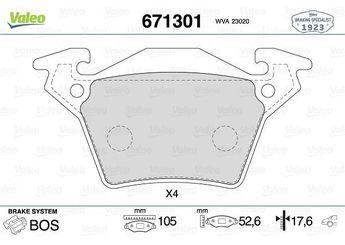 Fren Disk Balata Arka VALEO 671301  4214210 0004214210 34200220 0034200220 A0004214210 A0034200220