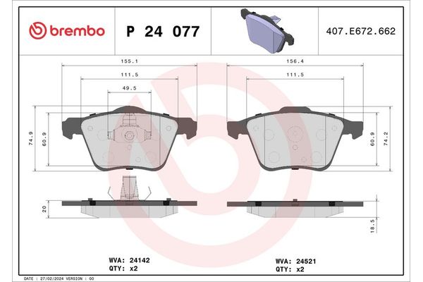 Fren Disk Balata Ön BREMBO P 24 077