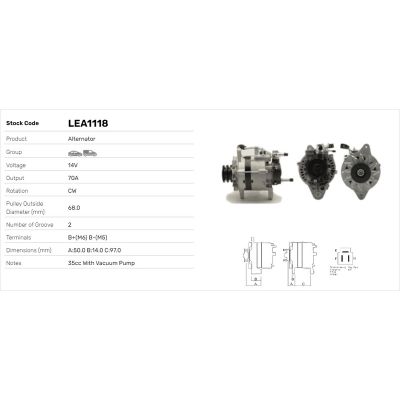 Alternatör  LUCAS ELEKTRIK LEA1118