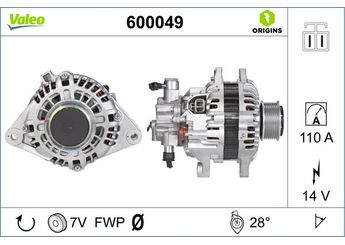 Alternatör  VALEO 600049  373004X503 373004A112 37300-4A112