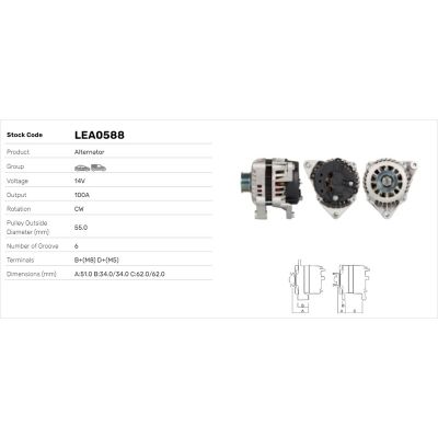 Alternatör  Opel Calibra (1990->)  LUCAS ELEKTRIK LEA0588