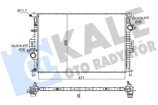 Su Radyatörü  Ford Kuga (CBV)(2008->)  KALE 346120