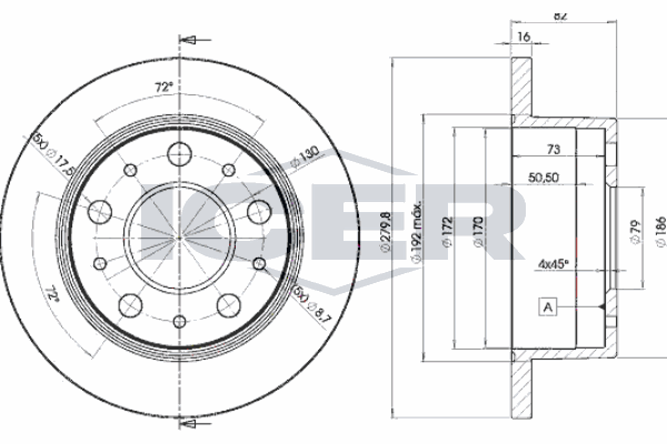 Fren Disk Ayna Arka Sağ ve Sol Peugeot Boxer (335/435) P.Van,Camlı (H2) Aks:4035mm (2007->)  WALBURG WBD1021C