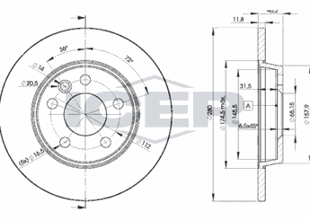 Fren Disk Ayna Arka Sağ ve Sol SWAPP 43322  7D0615601 701615601 701 615 601 701615601A 701 615 601 A 7D0 615 601