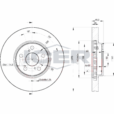 Fren Disk Ayna Ön Sağ ve Sol Toyota Celica (T20)(1994->)  MGA 50269