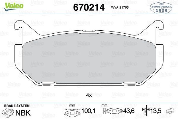 Fren Disk Balata Arka Ford Probe (1993->)  VALEO 670214