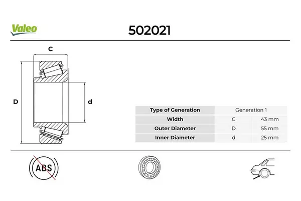 Teker Rulmanı Arka Sağ veya Sol Renault Logan / Symbol III (2013->)  VALEO 502021