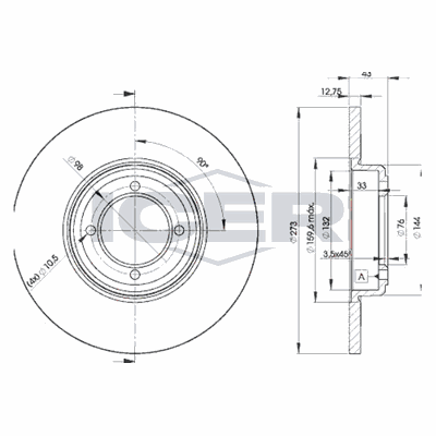 Fren Disk Ayna Ön Sağ ve Sol Peugeot 505 SW/ Familial (03.1982->)  PSA ORJINAL 4246.B2