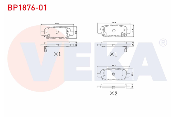 Fren Disk Balata Arka Nissan Leaf (ZE0)(01.2012->)  VEKA BP1876-01