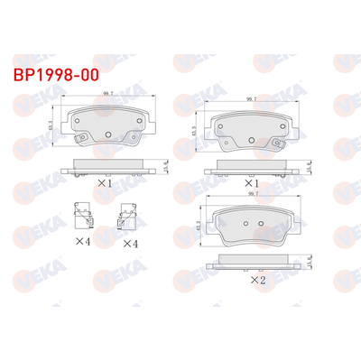 Fren Disk Balata Arka VEKA BP1998-00