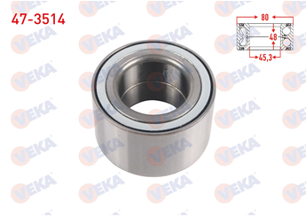 Teker Rulmanı Arka Sağ veya Sol VEKA 47-3514  43210 4403044 7701206742 9111044 93197150 95522509 4321000Q0A 43210-00Q0A 4321000Q1B 43210-00Q1B 4419184 44 19 184 432104177R 43 21 041 77R 432107045R 43 21 070 45R