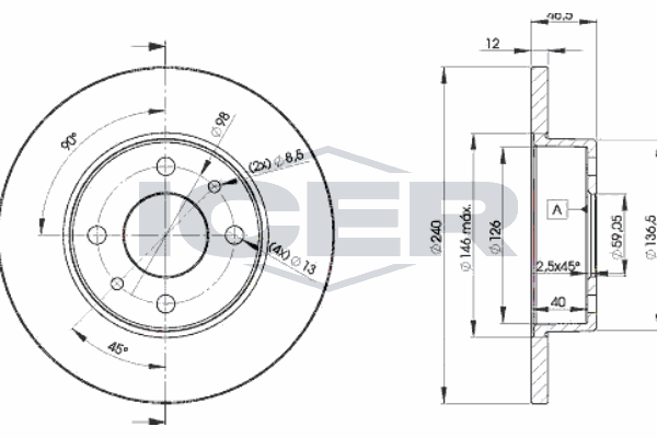 Fren Disk Ayna Ön Sağ ve Sol MGA 50122