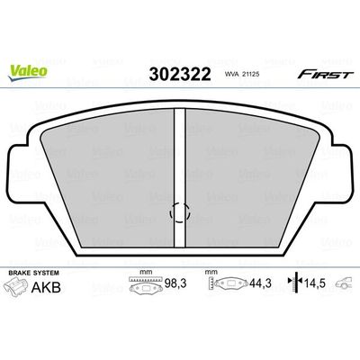 Fren Disk Balata Arka Mitsubishi Colt (C50A)(1989->)  VALEO 302322