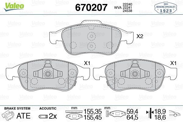Fren Disk Balata Ön Fiat 500X (334)(2014->)  VALEO 670207